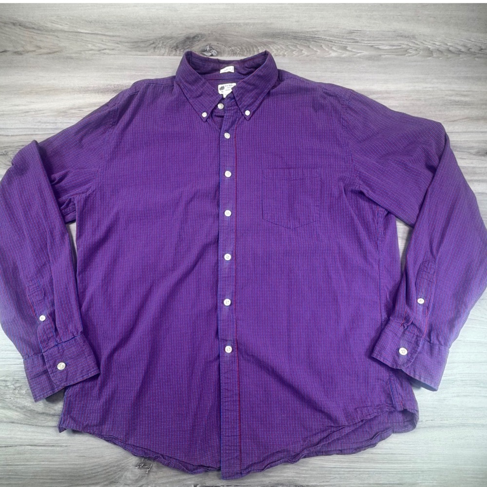 J.Crew‎ Mens XL Tailored Fit Washed Tartan Button Down Shirt Purple Red 17617